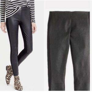 NWT Size 8 JCREW black leather front panel slim pant/leggings